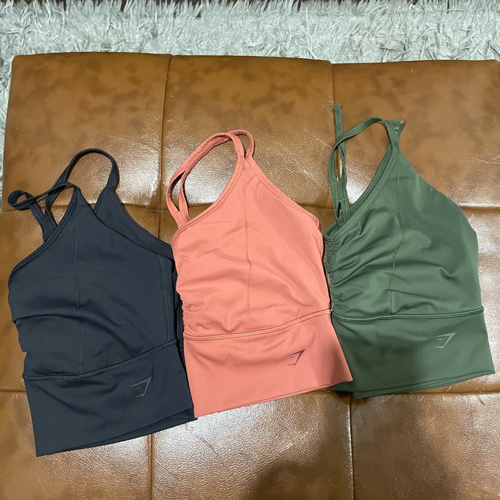 Gymshark Black and Coral Tank Tops